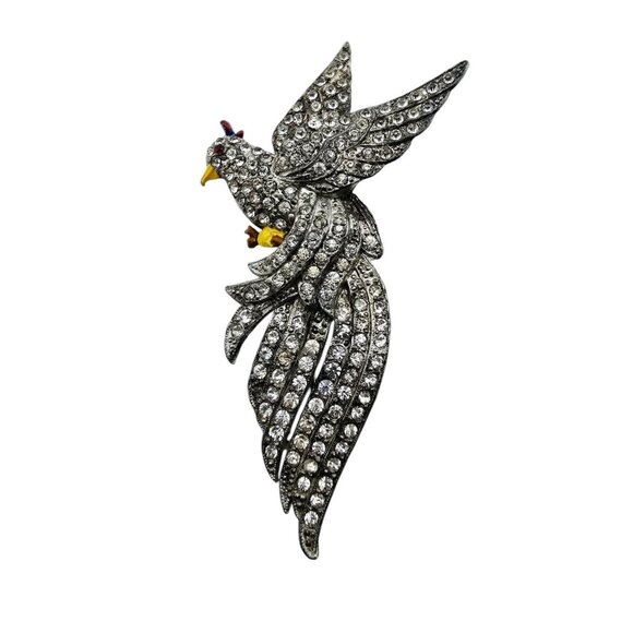 Beautiful Older Pot Metal Paste Dimensional Bird Brooch (A8591) - Picture 3 of 7